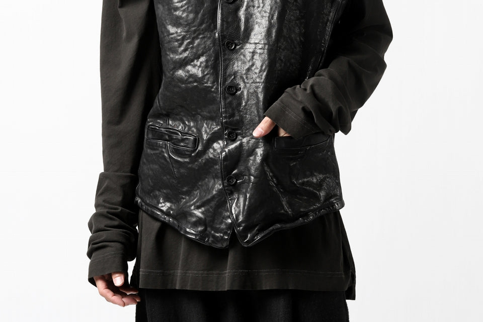 画像をギャラリービューアに読み込む, ISAMU KATAYAMA BACKLASH exclusive LEATHER VEST / ITALY DOUBLE SHOULDER (BLACK)