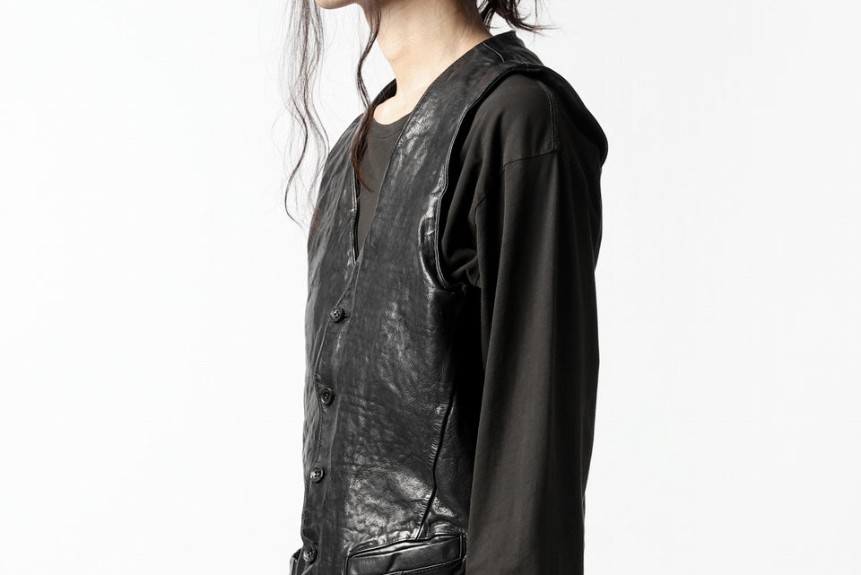 画像をギャラリービューアに読み込む, ISAMU KATAYAMA BACKLASH exclusive LEATHER VEST / ITALY DOUBLE SHOULDER (BLACK)