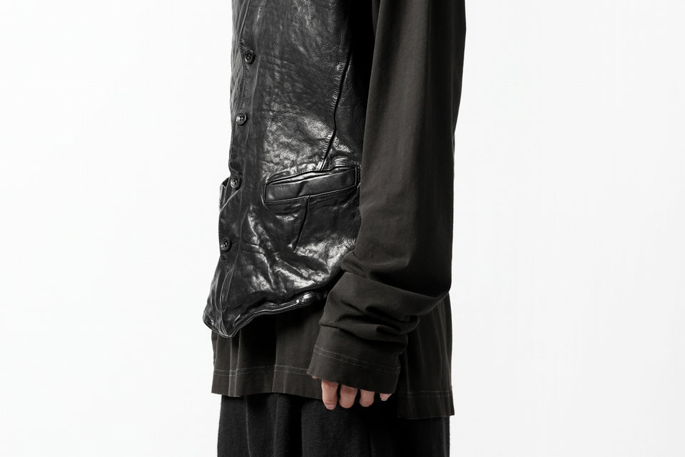 画像をギャラリービューアに読み込む, ISAMU KATAYAMA BACKLASH exclusive LEATHER VEST / ITALY DOUBLE SHOULDER (BLACK)
