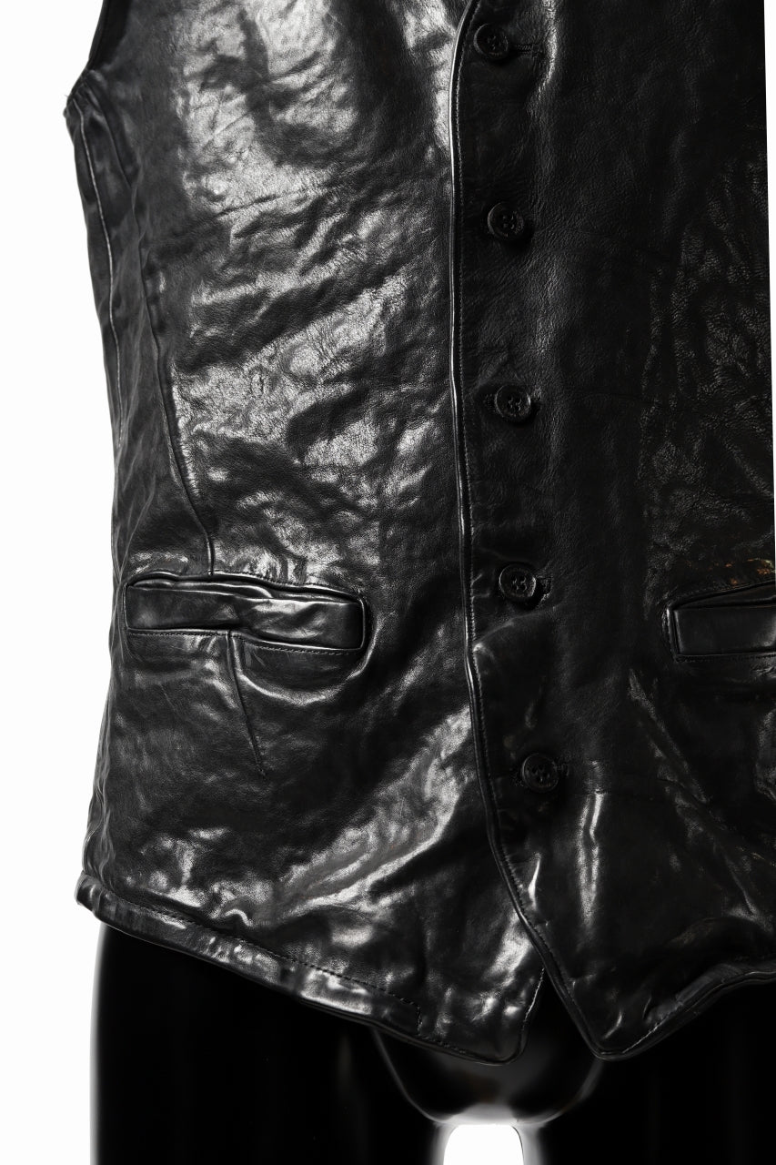 画像をギャラリービューアに読み込む, ISAMU KATAYAMA BACKLASH exclusive LEATHER VEST / ITALY DOUBLE SHOULDER (BLACK)