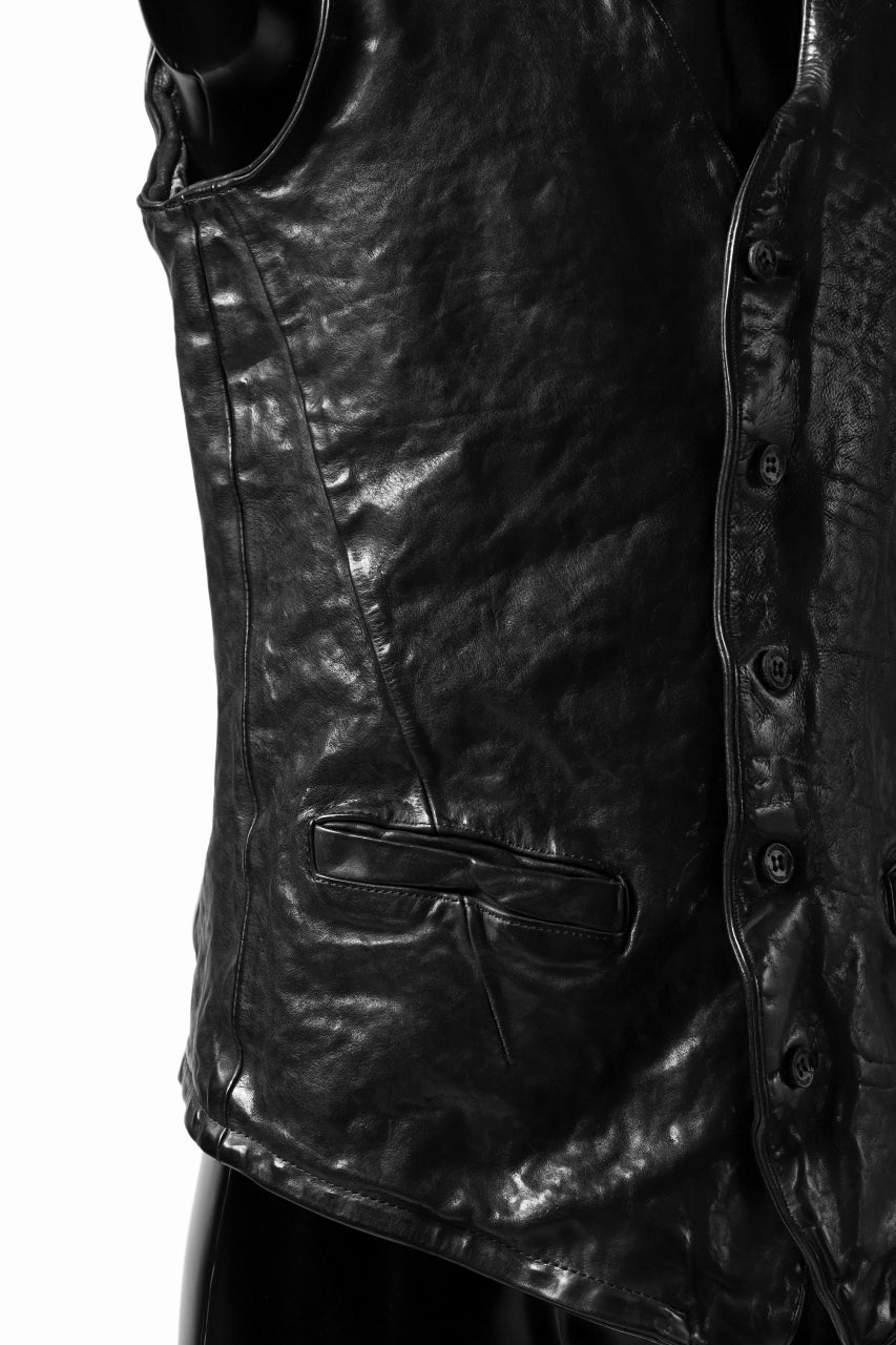 画像をギャラリービューアに読み込む, ISAMU KATAYAMA BACKLASH exclusive LEATHER VEST / ITALY DOUBLE SHOULDER (BLACK)