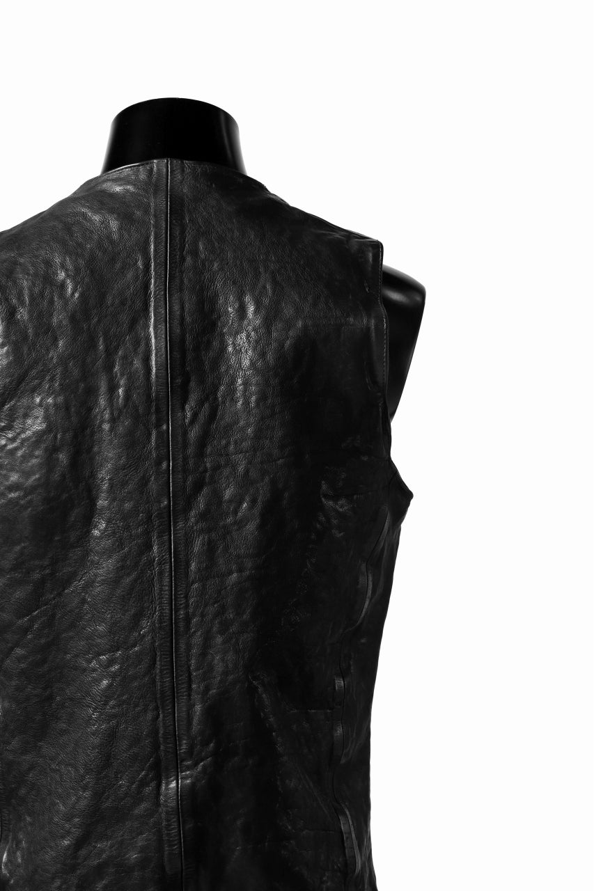 画像をギャラリービューアに読み込む, ISAMU KATAYAMA BACKLASH exclusive LEATHER VEST / ITALY DOUBLE SHOULDER (BLACK)