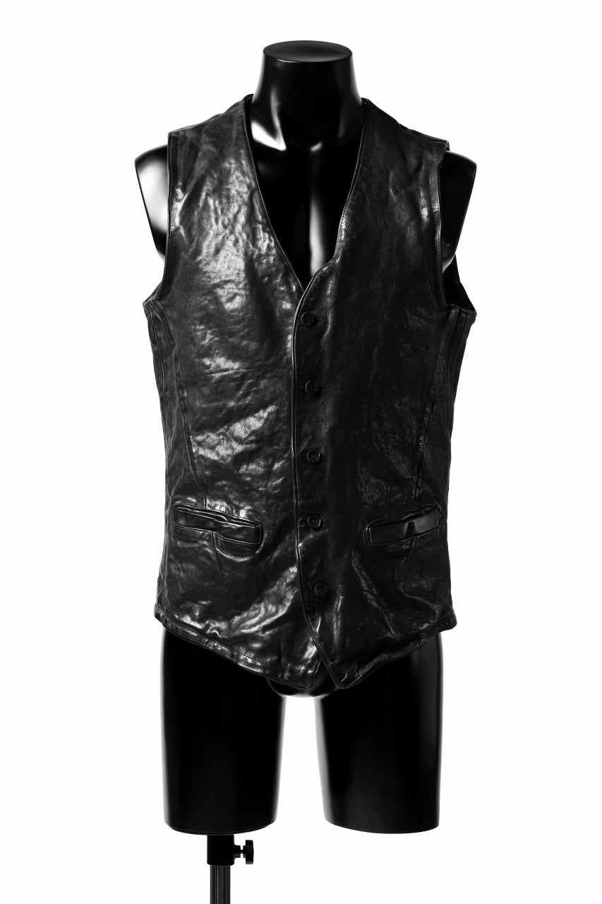 画像をギャラリービューアに読み込む, ISAMU KATAYAMA BACKLASH exclusive LEATHER VEST / ITALY DOUBLE SHOULDER (BLACK)