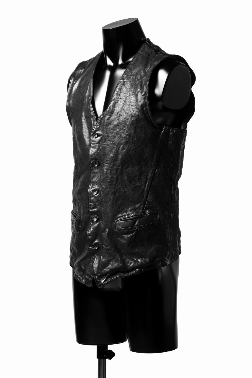 画像をギャラリービューアに読み込む, ISAMU KATAYAMA BACKLASH exclusive LEATHER VEST / ITALY DOUBLE SHOULDER (BLACK)