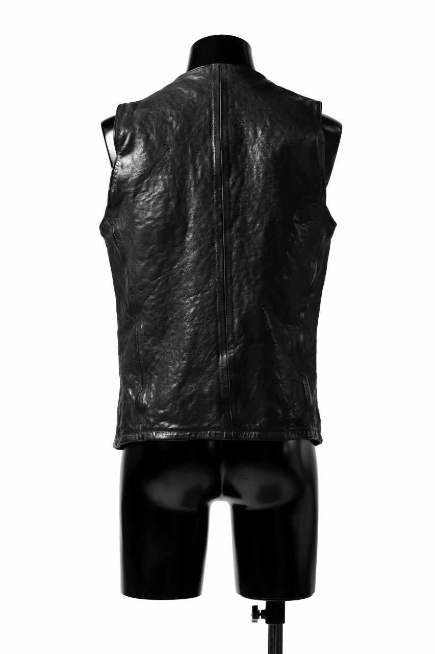 画像をギャラリービューアに読み込む, ISAMU KATAYAMA BACKLASH exclusive LEATHER VEST / ITALY DOUBLE SHOULDER (BLACK)