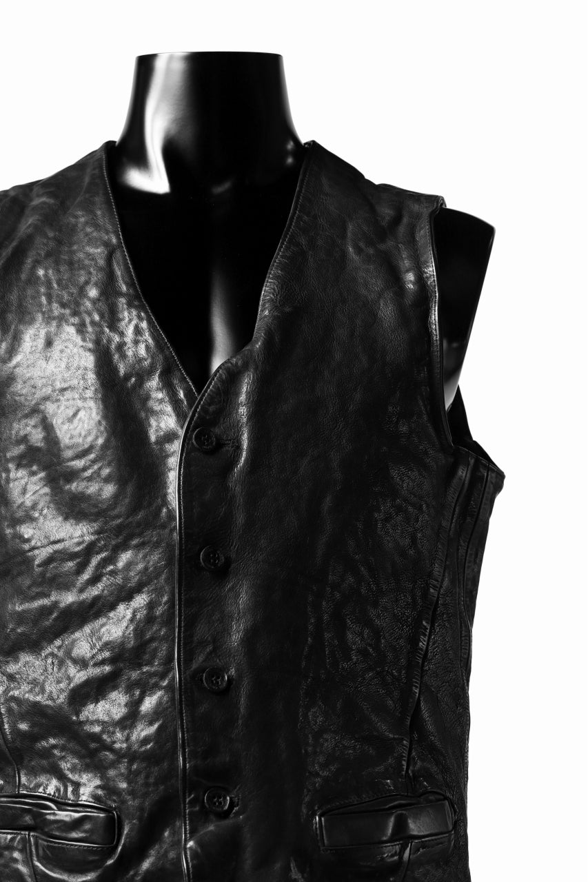 画像をギャラリービューアに読み込む, ISAMU KATAYAMA BACKLASH exclusive LEATHER VEST / ITALY DOUBLE SHOULDER (BLACK)