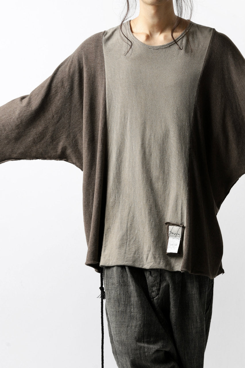 daska reversible dolman oversized tops without pocket / sumi dyed (BROWN-GREIGE)