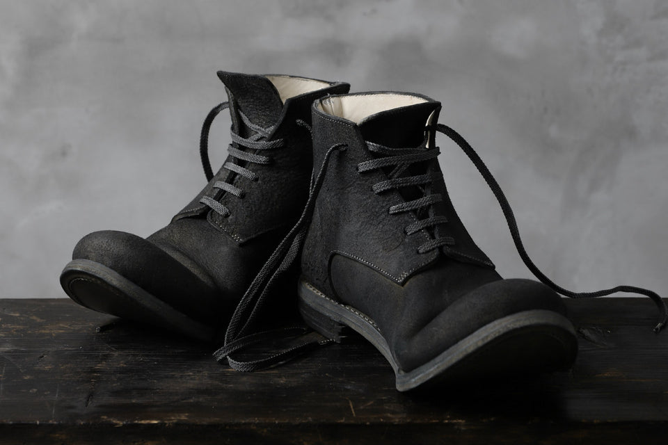 画像をギャラリービューアに読み込む, prtl "one make" Lace Up Boots (JAPAN Cow Reversed Leather / Hand Dyed BLACK)