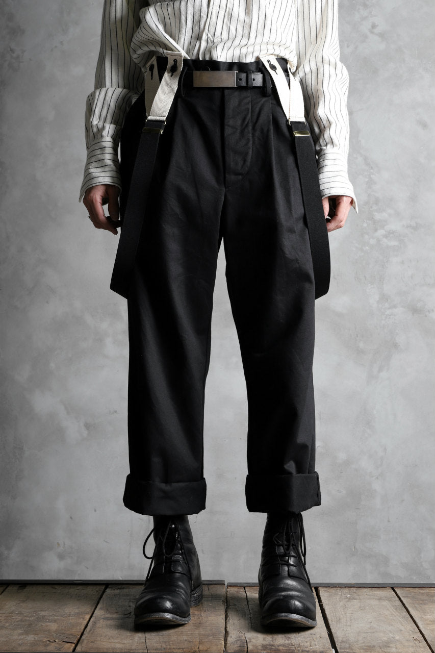 画像をギャラリービューアに読み込む, KLASICA GRIOTTE 2 TUCKED WIDE TROUSERS / CHINO CLOTH (BLACK)