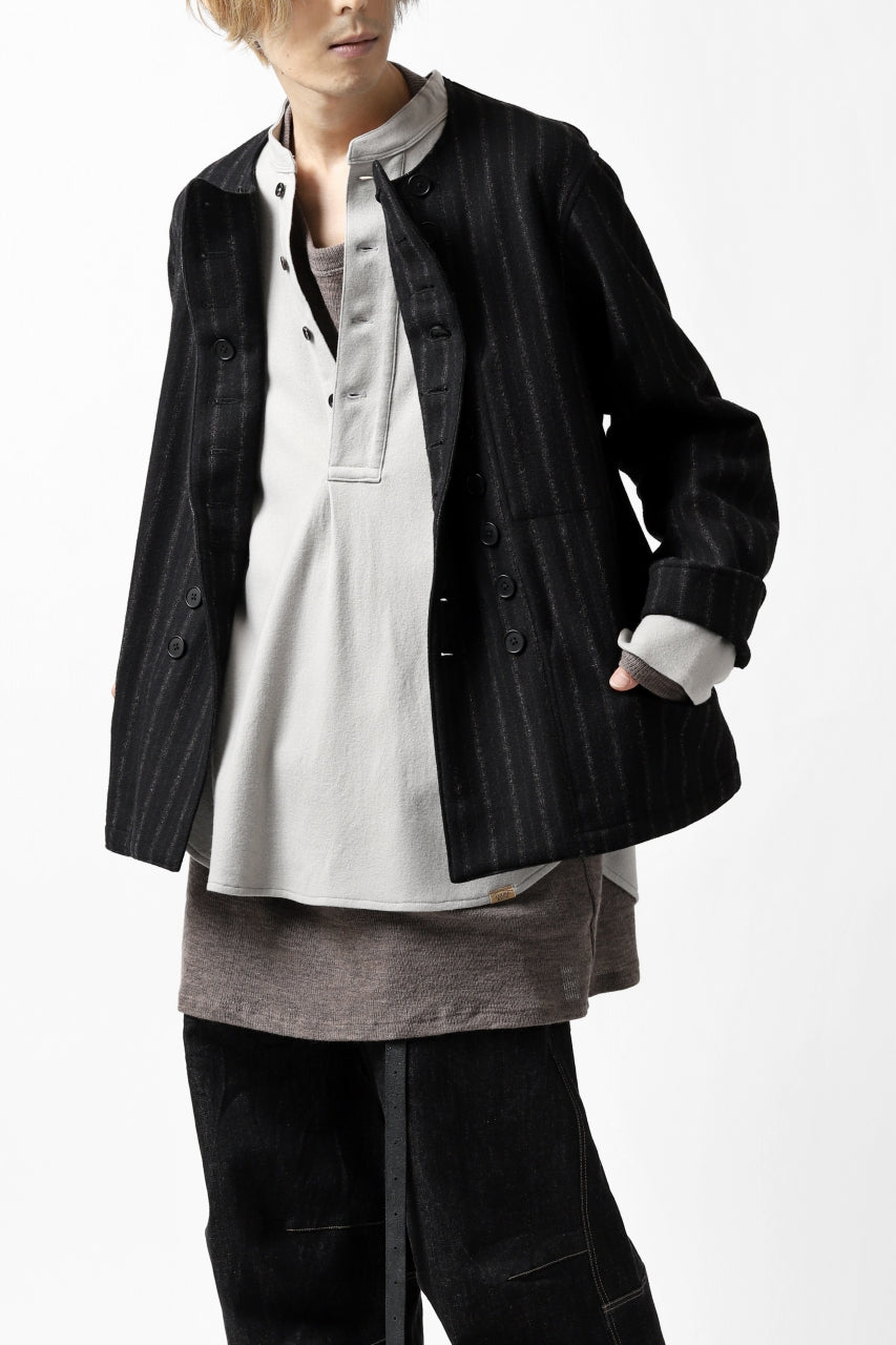 画像をギャラリービューアに読み込む, COLINA BANDED COLLAR PULLOVER SHIRT / SUPER 140s WASHABLE WOOL (GREIGE)