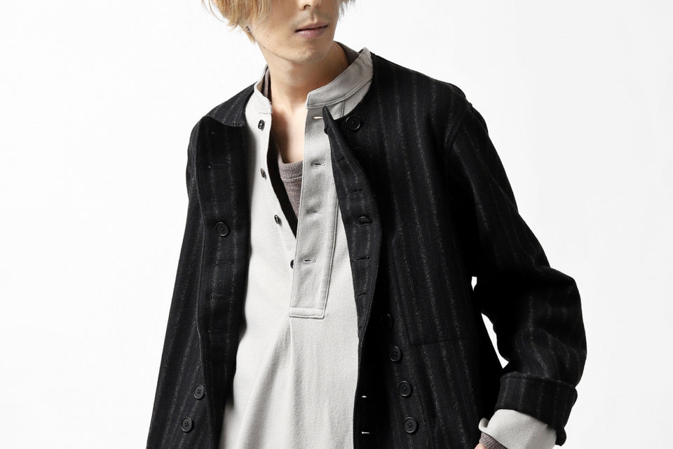 画像をギャラリービューアに読み込む, COLINA BANDED COLLAR PULLOVER SHIRT / SUPER 140s WASHABLE WOOL (GREIGE)