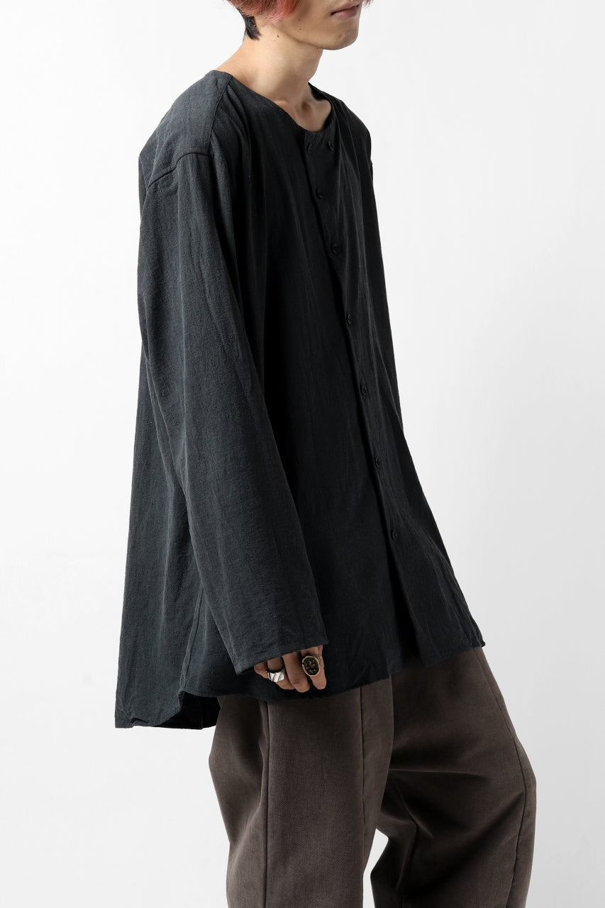 画像をギャラリービューアに読み込む, YUTA MATSUOKA exclusive minimal shirt / noil silk broad (BLACK)