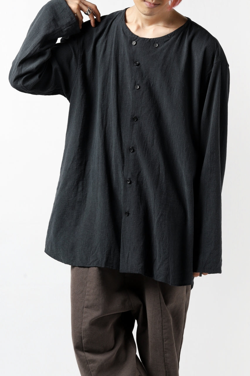 画像をギャラリービューアに読み込む, YUTA MATSUOKA exclusive minimal shirt / noil silk broad (BLACK)