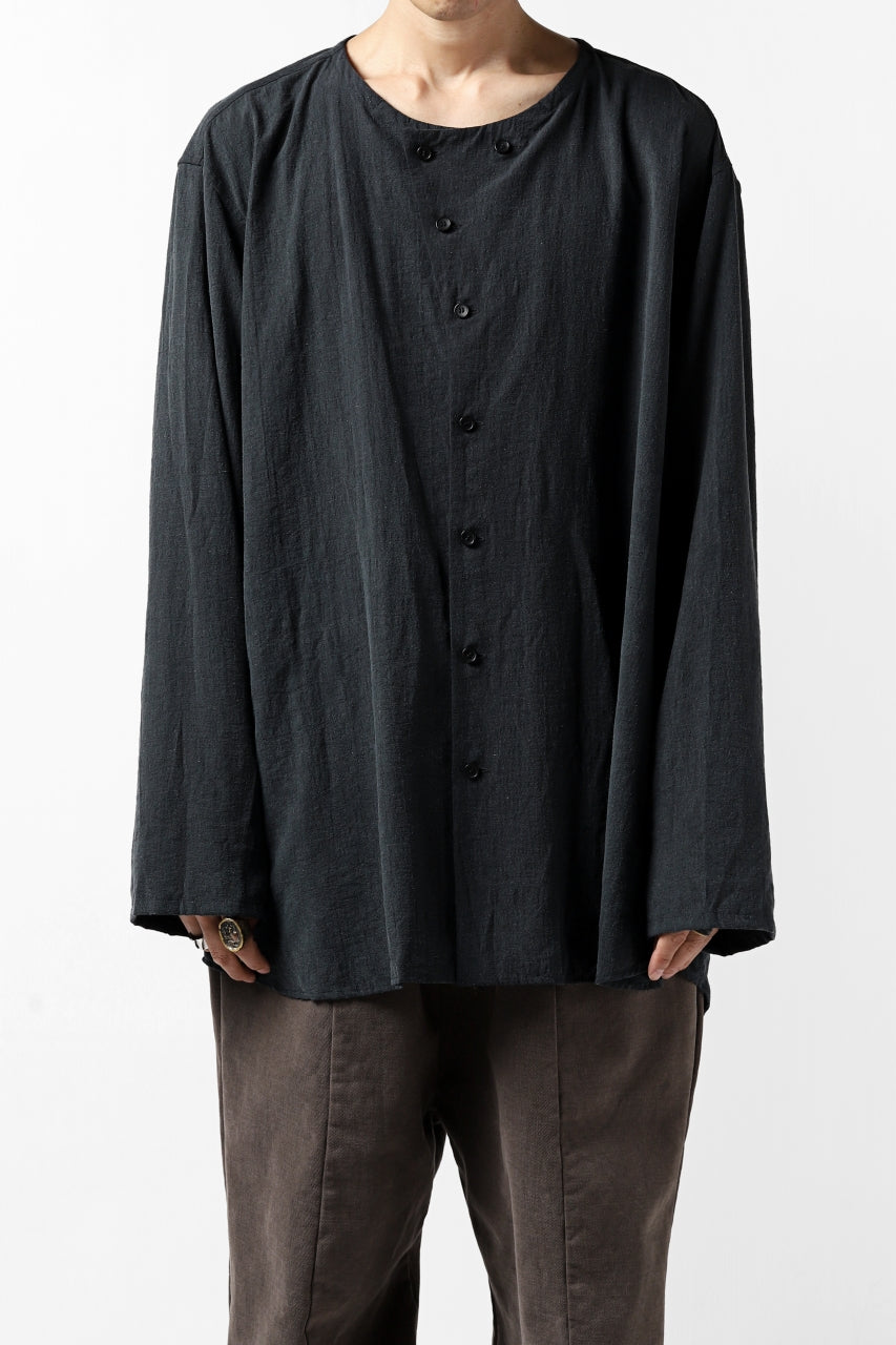 画像をギャラリービューアに読み込む, YUTA MATSUOKA exclusive minimal shirt / noil silk broad (BLACK)