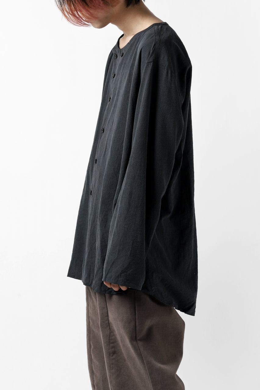 画像をギャラリービューアに読み込む, YUTA MATSUOKA exclusive minimal shirt / noil silk broad (BLACK)