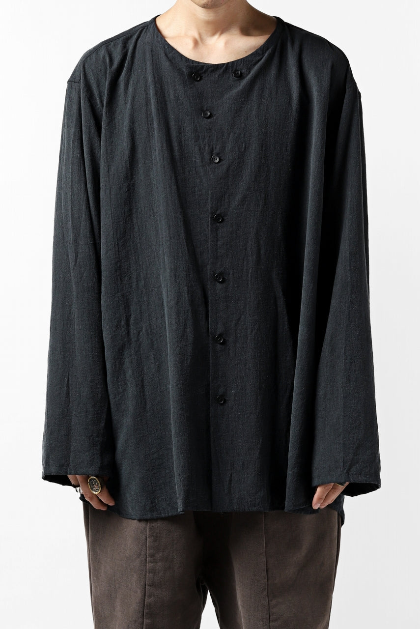 画像をギャラリービューアに読み込む, YUTA MATSUOKA exclusive minimal shirt / noil silk broad (BLACK)