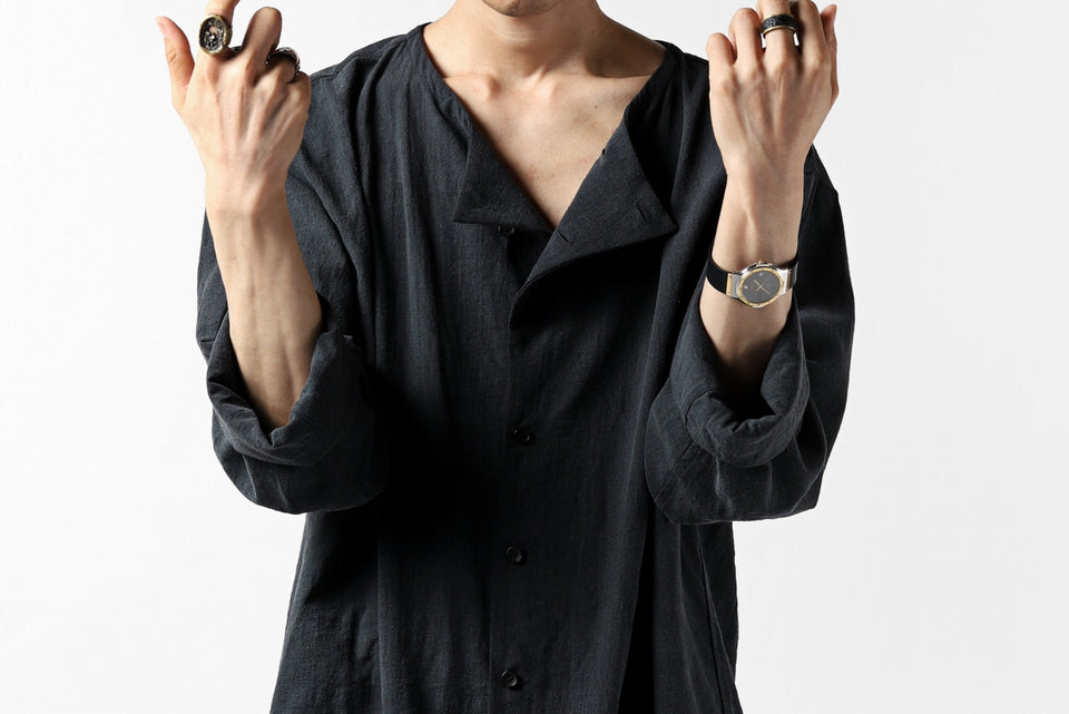 画像をギャラリービューアに読み込む, YUTA MATSUOKA exclusive minimal shirt / noil silk broad (BLACK)