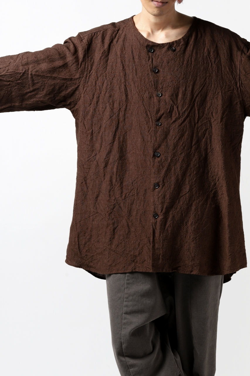 画像をギャラリービューアに読み込む, YUTA MATSUOKA minimal shirt / sulfur dyed washer linen (DARK RED)