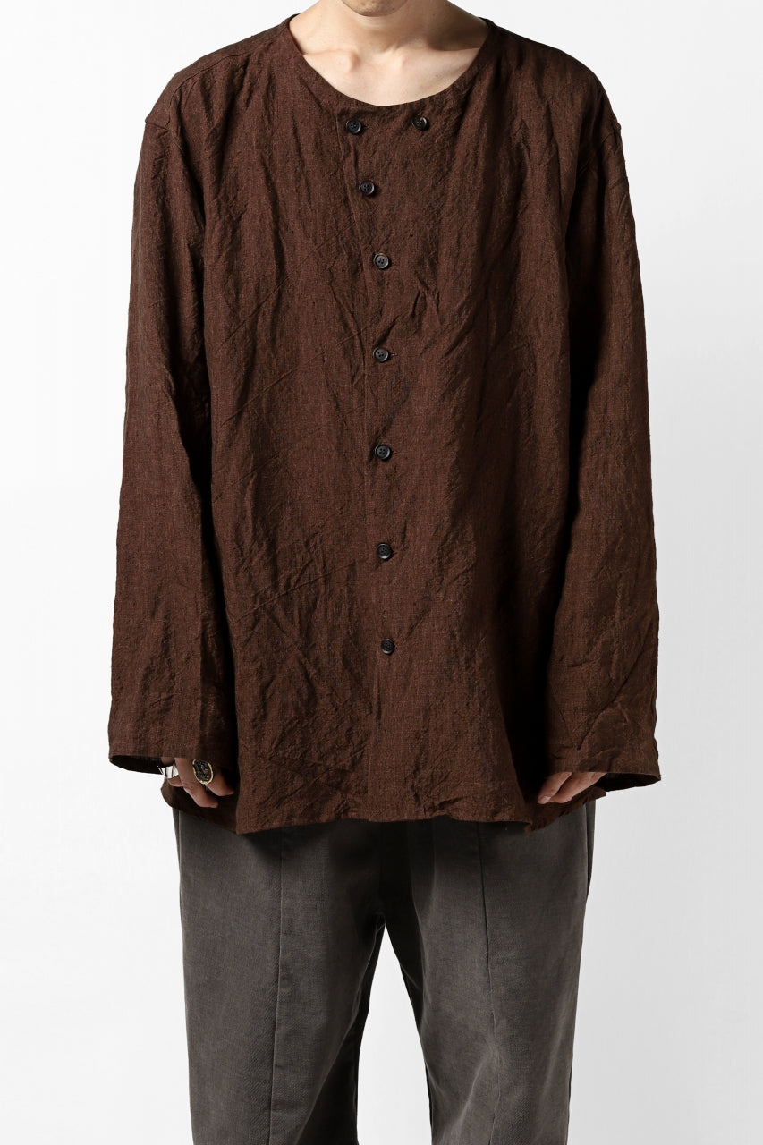 画像をギャラリービューアに読み込む, YUTA MATSUOKA minimal shirt / sulfur dyed washer linen (DARK RED)