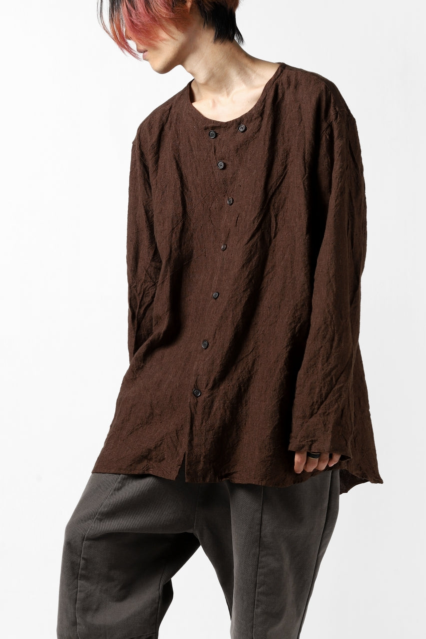 画像をギャラリービューアに読み込む, YUTA MATSUOKA minimal shirt / sulfur dyed washer linen (DARK RED)