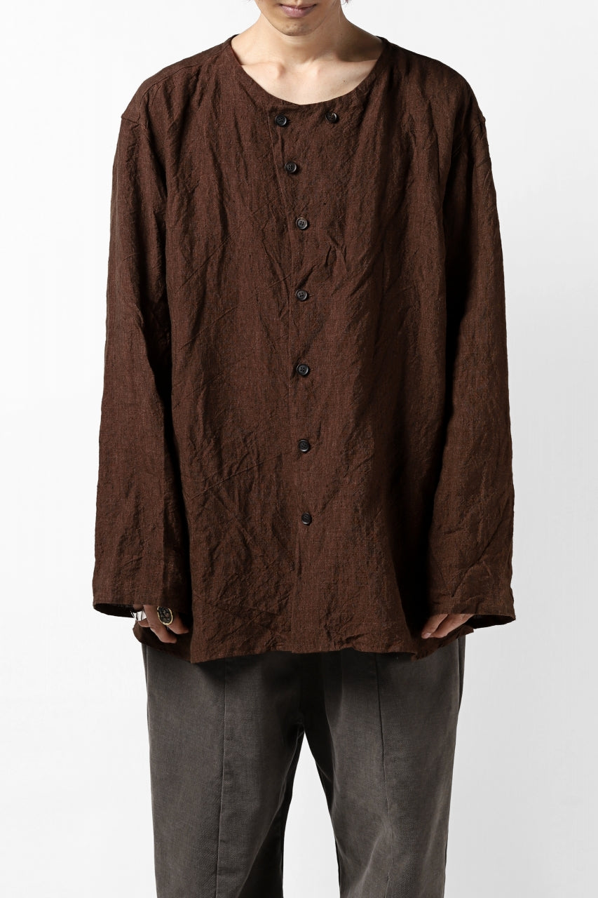画像をギャラリービューアに読み込む, YUTA MATSUOKA minimal shirt / sulfur dyed washer linen (DARK RED)