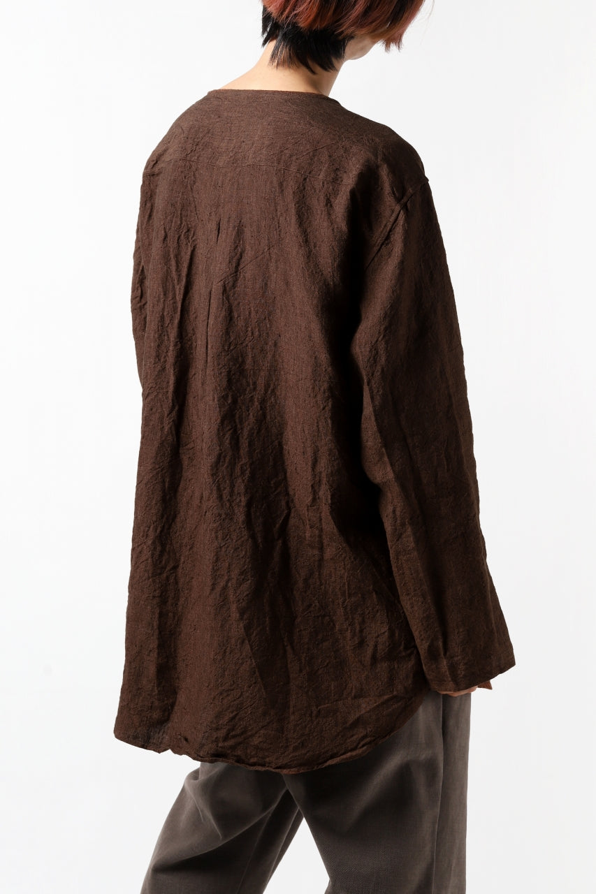 画像をギャラリービューアに読み込む, YUTA MATSUOKA minimal shirt / sulfur dyed washer linen (DARK RED)