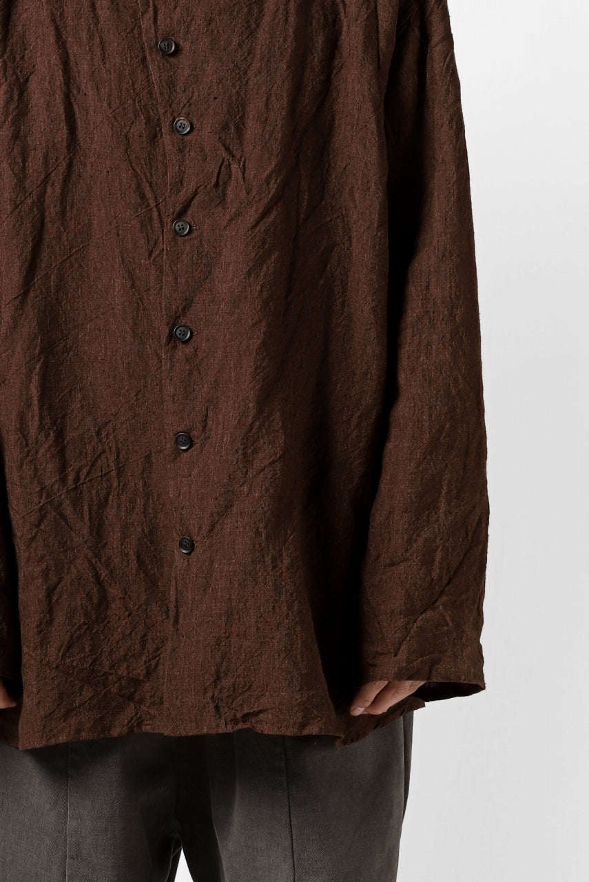 画像をギャラリービューアに読み込む, YUTA MATSUOKA minimal shirt / sulfur dyed washer linen (DARK RED)