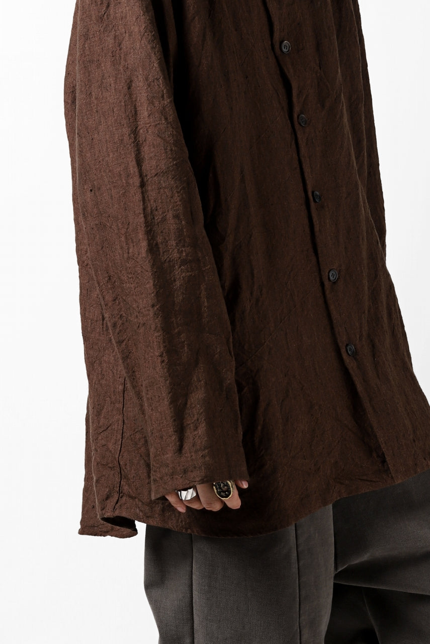 画像をギャラリービューアに読み込む, YUTA MATSUOKA minimal shirt / sulfur dyed washer linen (DARK RED)