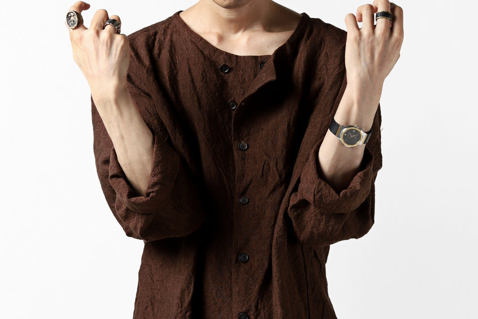 画像をギャラリービューアに読み込む, YUTA MATSUOKA minimal shirt / sulfur dyed washer linen (DARK RED)
