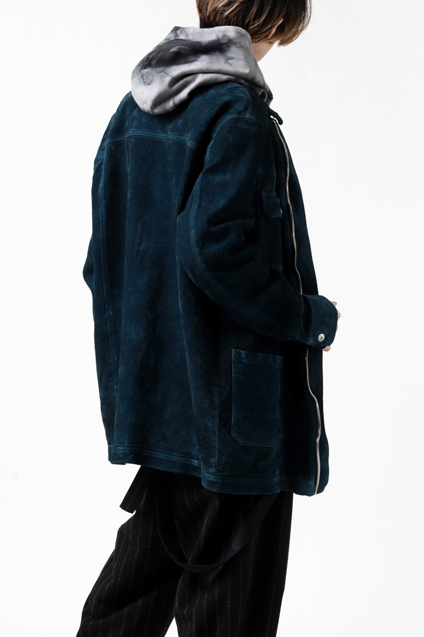 Load image into Gallery viewer, ISAMU KATAYAMA BACKLASH SUEDE COVER ALL BLOUSON / JAPAN CALF (WHITE TANNED / BLACK)