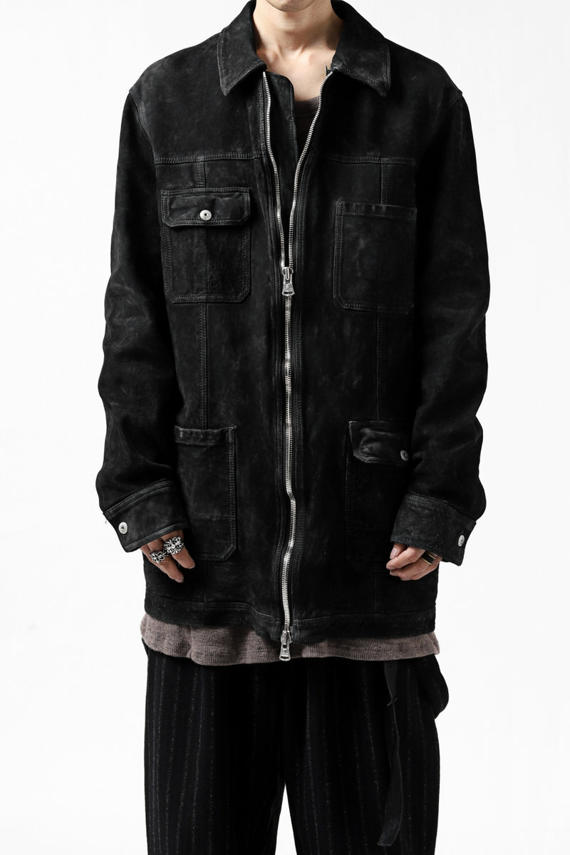 ISAMU KATAYAMA BACKLASH COVERALL JACKET / REVERSE CALF OBJECT DYED  (BLACK)の商品ページ | イサムカタヤマ バックラッシュの公式通販 - LOOM OSAKA ONLIN STORE