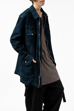 Load image into Gallery viewer, ISAMU KATAYAMA BACKLASH SUEDE COVER ALL BLOUSON / JAPAN CALF (WHITE TANNED / BLACK)