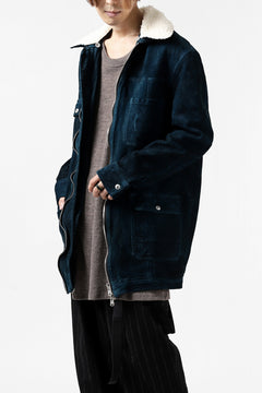 Load image into Gallery viewer, ISAMU KATAYAMA BACKLASH SUEDE COVER ALL BLOUSON / JAPAN CALF (WHITE TANNED / BLACK)