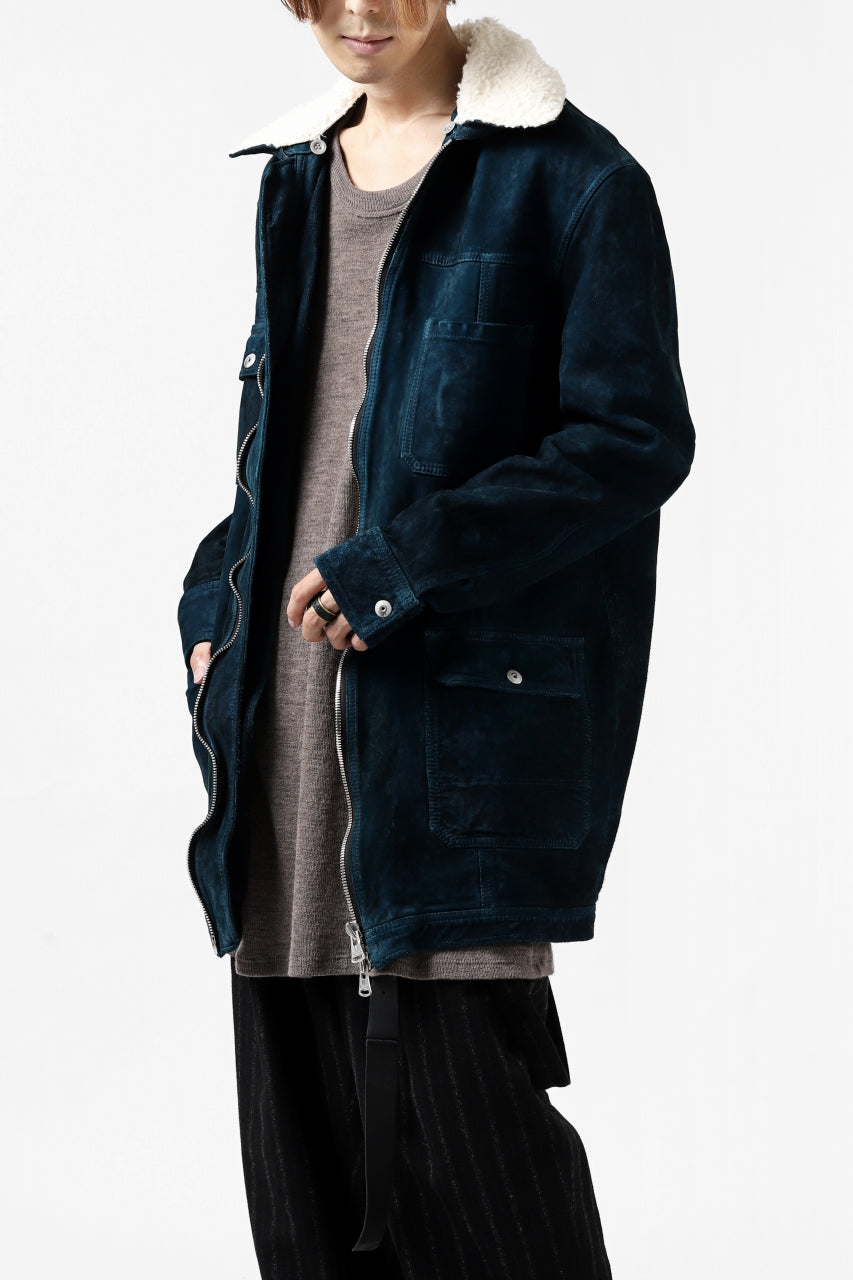 Load image into Gallery viewer, ISAMU KATAYAMA BACKLASH SUEDE COVER ALL BLOUSON / JAPAN CALF (WHITE TANNED / BLACK)