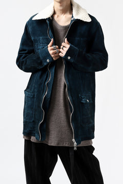 Load image into Gallery viewer, ISAMU KATAYAMA BACKLASH SUEDE COVER ALL BLOUSON / JAPAN CALF (WHITE TANNED / BLACK)