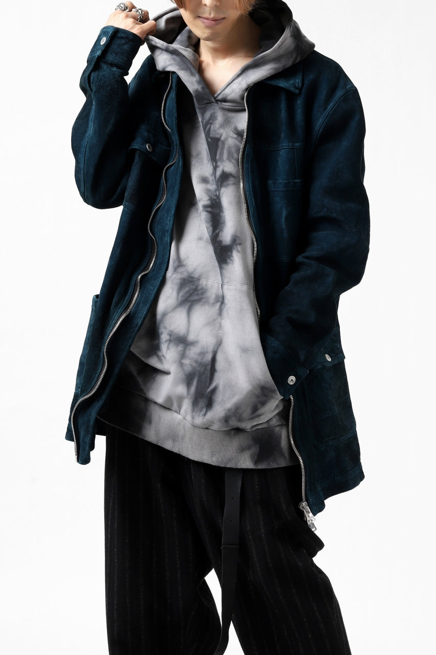 Load image into Gallery viewer, ISAMU KATAYAMA BACKLASH SUEDE COVER ALL BLOUSON / JAPAN CALF (WHITE TANNED / BLACK)