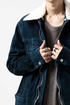 Load image into Gallery viewer, ISAMU KATAYAMA BACKLASH SUEDE COVER ALL BLOUSON / JAPAN CALF (WHITE TANNED / BLACK)