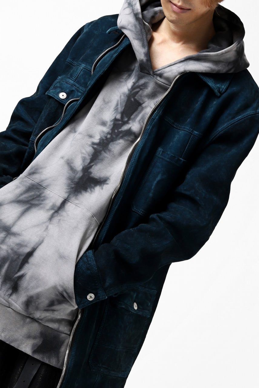 Load image into Gallery viewer, ISAMU KATAYAMA BACKLASH SUEDE COVER ALL BLOUSON / JAPAN CALF (WHITE TANNED / BLACK)