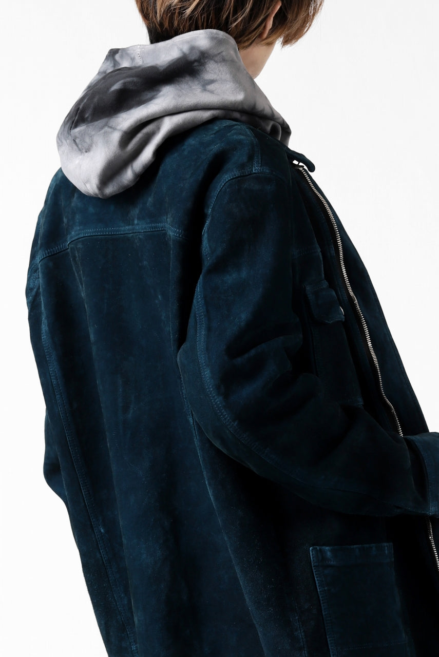 Load image into Gallery viewer, ISAMU KATAYAMA BACKLASH SUEDE COVER ALL BLOUSON / JAPAN CALF (WHITE TANNED / BLACK)