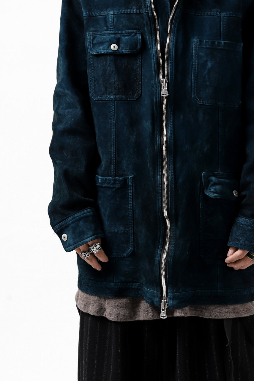 Load image into Gallery viewer, ISAMU KATAYAMA BACKLASH SUEDE COVER ALL BLOUSON / JAPAN CALF (WHITE TANNED / BLACK)