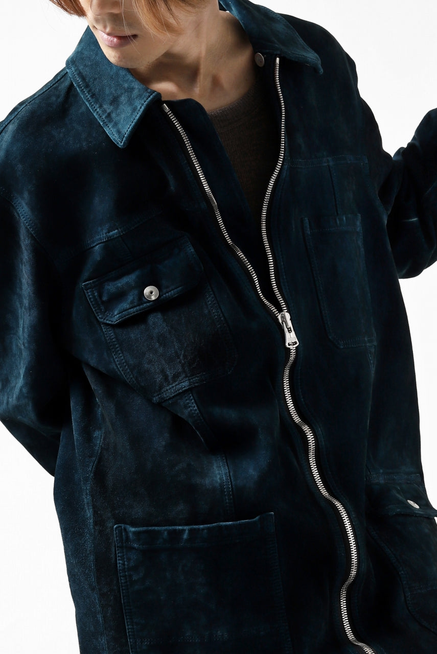 Load image into Gallery viewer, ISAMU KATAYAMA BACKLASH SUEDE COVER ALL BLOUSON / JAPAN CALF (WHITE TANNED / BLACK)