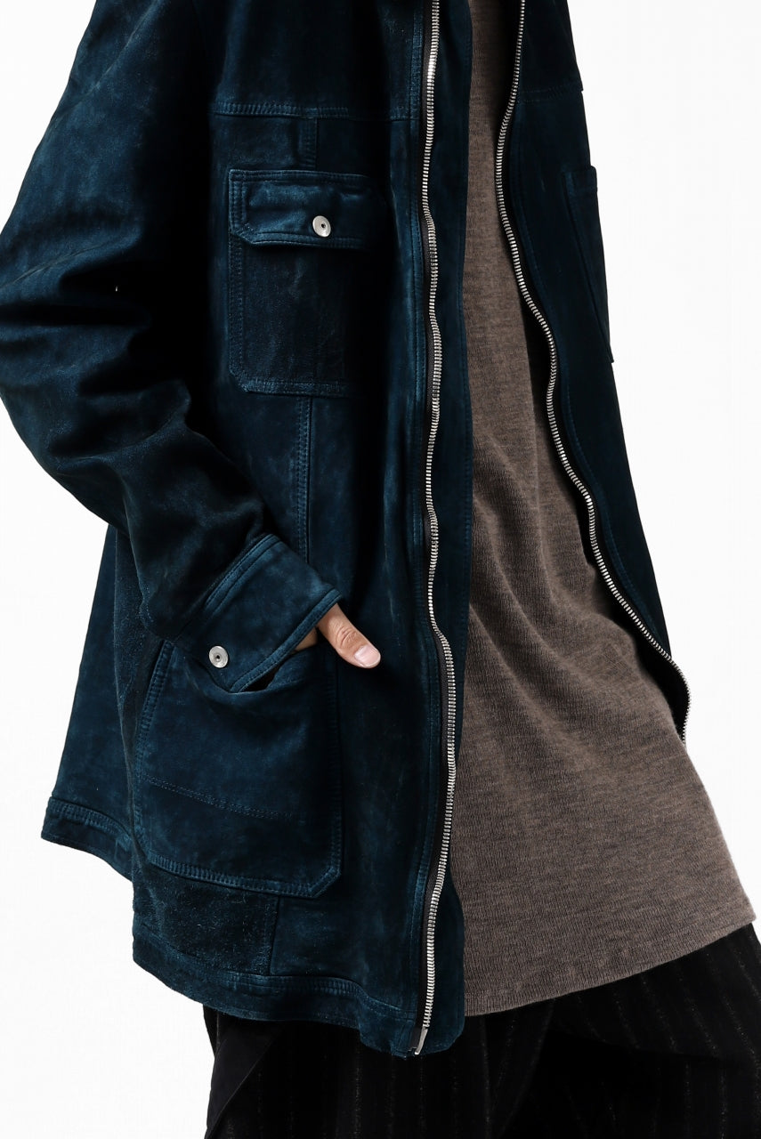 Load image into Gallery viewer, ISAMU KATAYAMA BACKLASH SUEDE COVER ALL BLOUSON / JAPAN CALF (WHITE TANNED / BLACK)