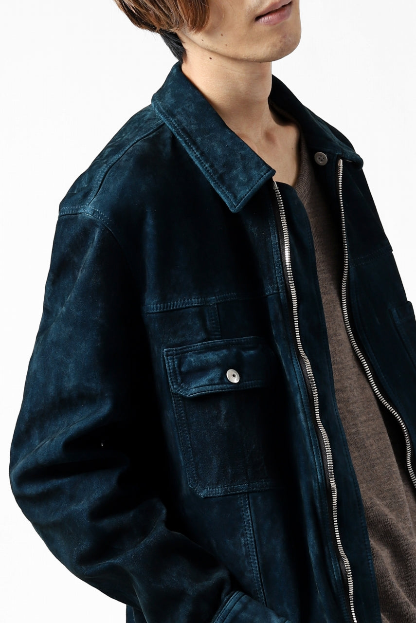 Load image into Gallery viewer, ISAMU KATAYAMA BACKLASH SUEDE COVER ALL BLOUSON / JAPAN CALF (WHITE TANNED / BLACK)