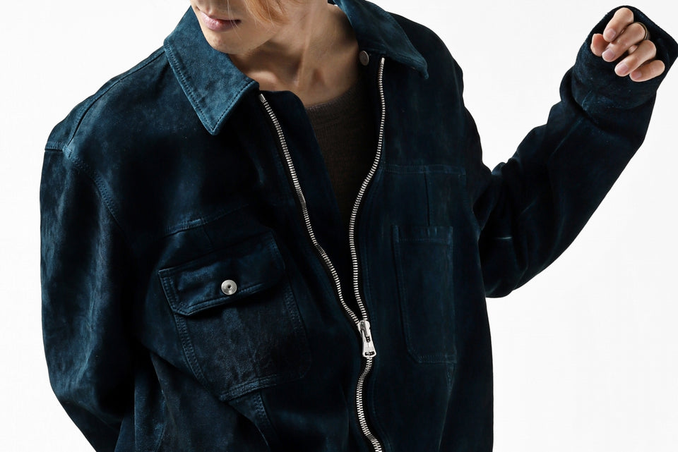 Load image into Gallery viewer, ISAMU KATAYAMA BACKLASH SUEDE COVER ALL BLOUSON / JAPAN CALF (WHITE TANNED / BLACK)