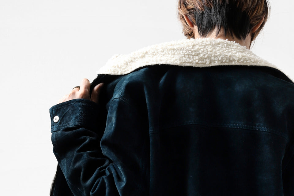 Load image into Gallery viewer, ISAMU KATAYAMA BACKLASH SUEDE COVER ALL BLOUSON / JAPAN CALF (WHITE TANNED / BLACK)