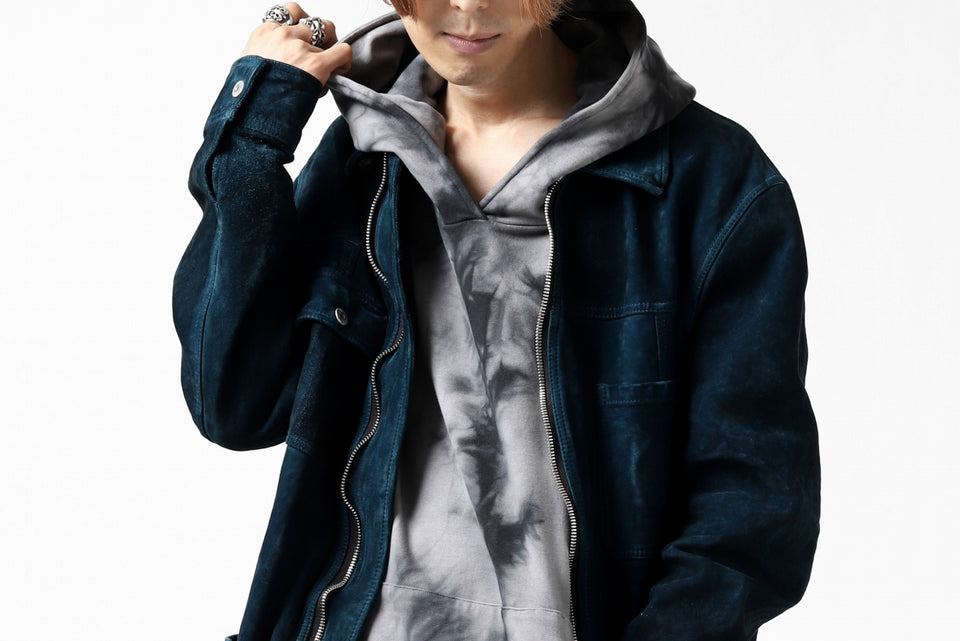 Load image into Gallery viewer, ISAMU KATAYAMA BACKLASH SUEDE COVER ALL BLOUSON / JAPAN CALF (WHITE TANNED / BLACK)