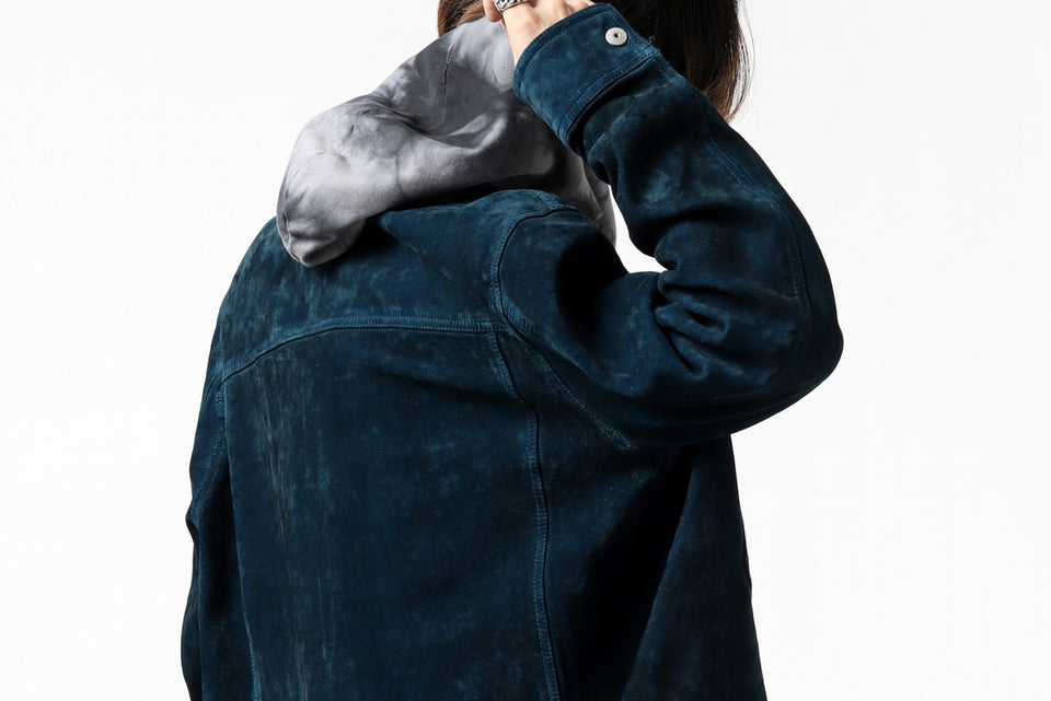 Load image into Gallery viewer, ISAMU KATAYAMA BACKLASH SUEDE COVER ALL BLOUSON / JAPAN CALF (WHITE TANNED / BLACK)