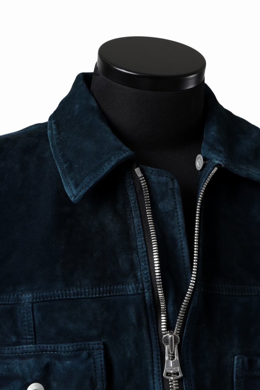 Load image into Gallery viewer, ISAMU KATAYAMA BACKLASH SUEDE COVER ALL BLOUSON / JAPAN CALF (WHITE TANNED / BLACK)