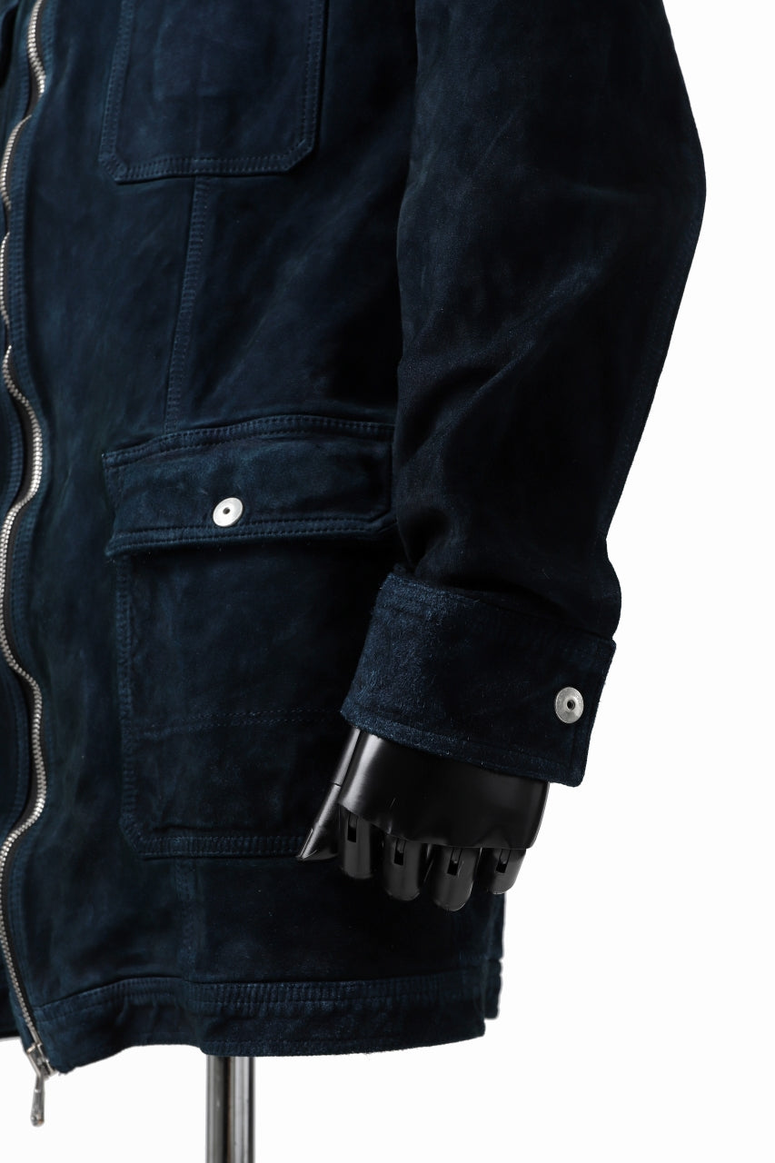 Load image into Gallery viewer, ISAMU KATAYAMA BACKLASH SUEDE COVER ALL BLOUSON / JAPAN CALF (WHITE TANNED / BLACK)