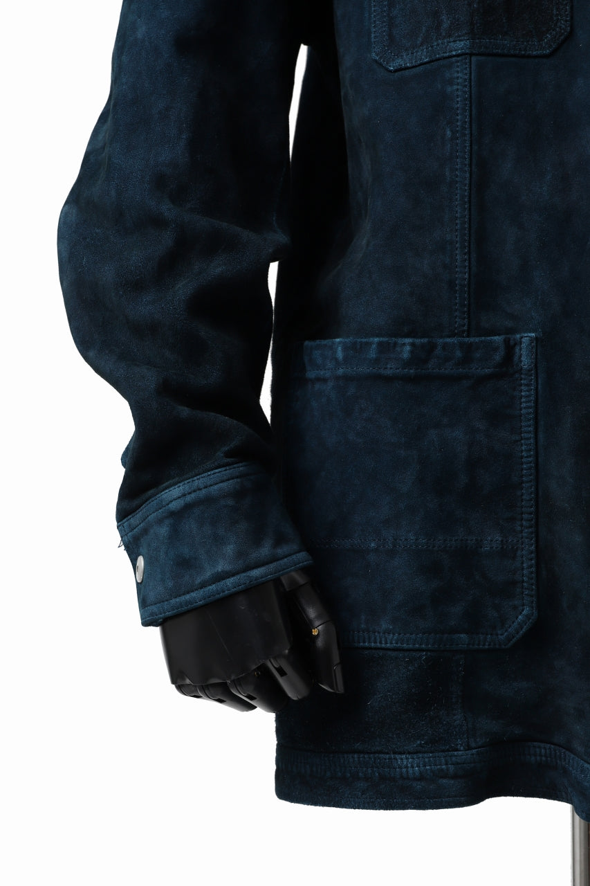 Load image into Gallery viewer, ISAMU KATAYAMA BACKLASH SUEDE COVER ALL BLOUSON / JAPAN CALF (WHITE TANNED / BLACK)